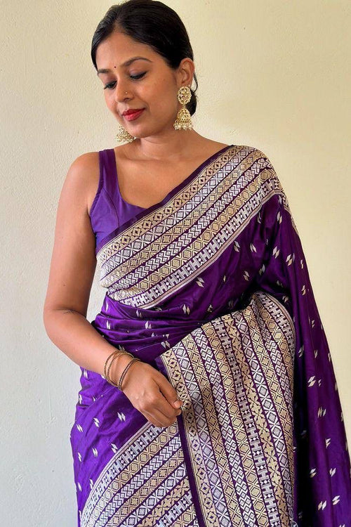 Load image into Gallery viewer, Exquisite Purple Soft Silk Saree With Eclat Blouse Piece
