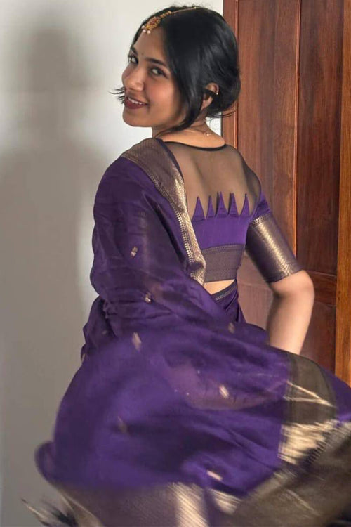 Load image into Gallery viewer, Fantabulous Purple Cotton Silk Saree With Pleasurable Blouse Piece
