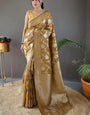 Lissome Mustard Cotton Silk Saree With Petrichor Blouse Piece