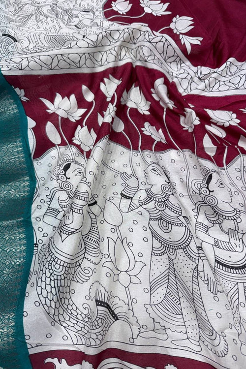 Load image into Gallery viewer, Panache Maroon Digital Printed Dola Silk Saree With Quixotic Blouse Piece
