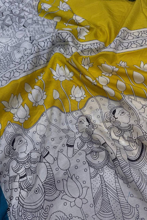 Load image into Gallery viewer, Lustrous Yellow Digital Printed Dola Silk Saree With Exemplary Blouse Piece
