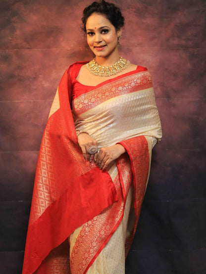 Precious Beige Soft Silk Saree With Charming Blouse Piece