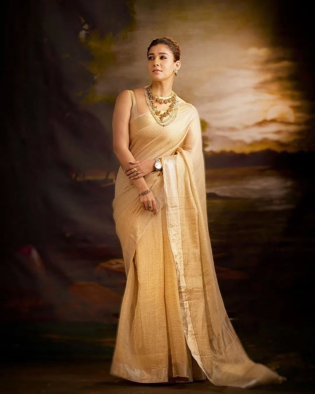 Bollywood Style Beige Soft Tissue Silk Saree With Imaginative Blouse Piece