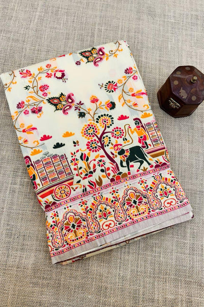 Desuetude Beige Pashmina Saree With Inspiring Blouse Piece