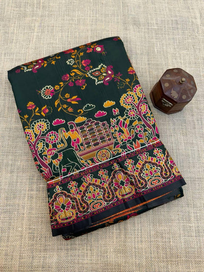 Magnificat Black Pashmina Saree With Comely Blouse Piece