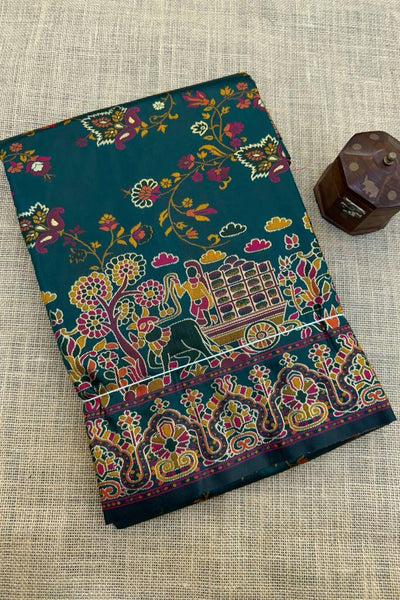 Sonorous Dark Green Pashmina Saree With Flaunt Blouse Piece