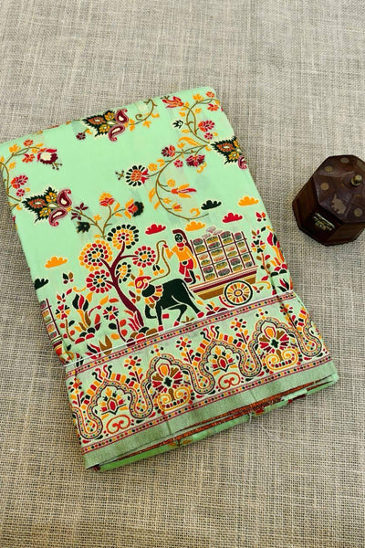 Woebegone Pista Pashmina Saree With Flattering Blouse Piece