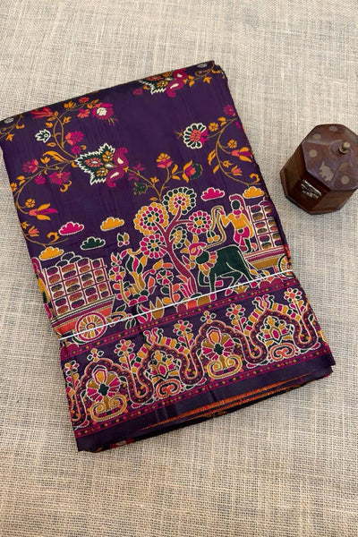 Proficient Purple Pashmina Saree With Sensational Blouse Piece