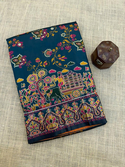 Exceptional Rama Pashmina Saree With Ravishing Blouse Piece