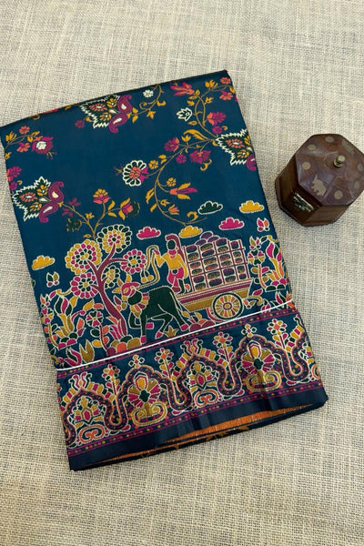 Exceptional Rama Pashmina Saree With Ravishing Blouse Piece