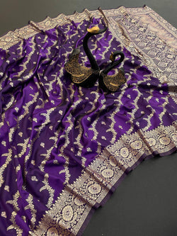 Verdant Purple Soft Banarasi Silk Saree With Felicitous Blouse Piece