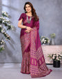 Pleasurable Purple Ajrak Printed Soft Silk Saree With Fragrant Blouse Piece