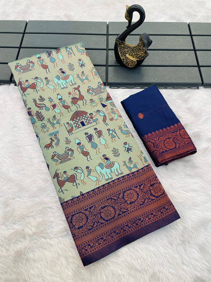 Stunner Pista Soft Banarasi Tissue Silk Saree With Preferable Blouse Piece