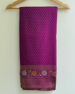 Beautiful Purple Soft Banarasi Silk Saree With Snazzy Blouse Piece