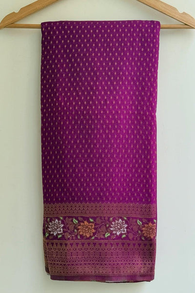 Beautiful Purple Soft Banarasi Silk Saree With Snazzy Blouse Piece
