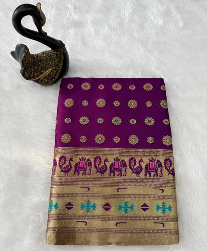 Moiety Purple Paithani Silk Saree With Winsome Blouse Piece
