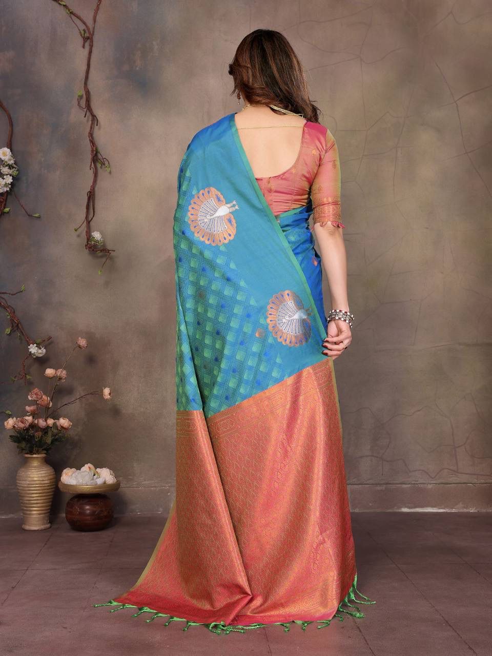 Devastating Blue Soft Banarasi Silk Saree With Majesty Blouse Piece