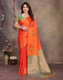 Forbearance Orange Soft Banarasi Silk Saree With Adoring Blouse Piece