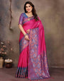 Mellifluous Dark Pink Soft Banarasi Silk Saree With Luxuriant Blouse Piece