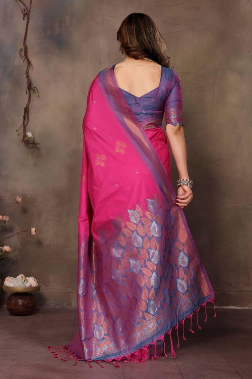 Load image into Gallery viewer, Mellifluous Dark Pink Soft Banarasi Silk Saree With Luxuriant Blouse Piece
