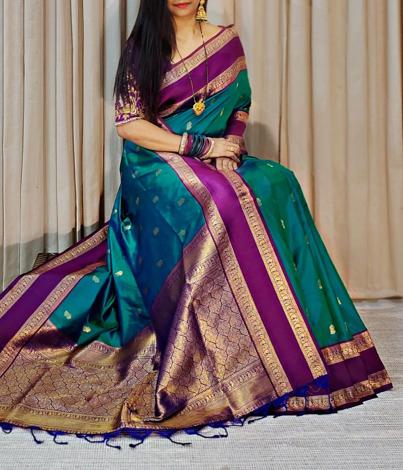 Phenomenal Rama Soft Banarasi Kathpadar Silk Saree With Opulent Blouse Piece