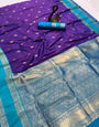 Enchanting Royal Purple Soft Banarasi Kathpadar Silk Saree With Girlish Blouse Piece
