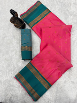 Luxuriant Dark Pink Soft Banarasi Silk Saree With Posh Blouse Piece