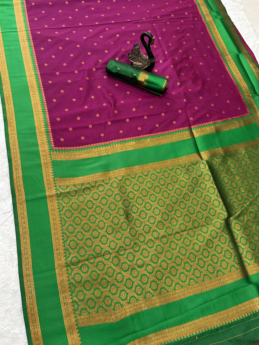 Impressive Wine Soft Banarasi Silk Saree With Lovely Blouse Piece