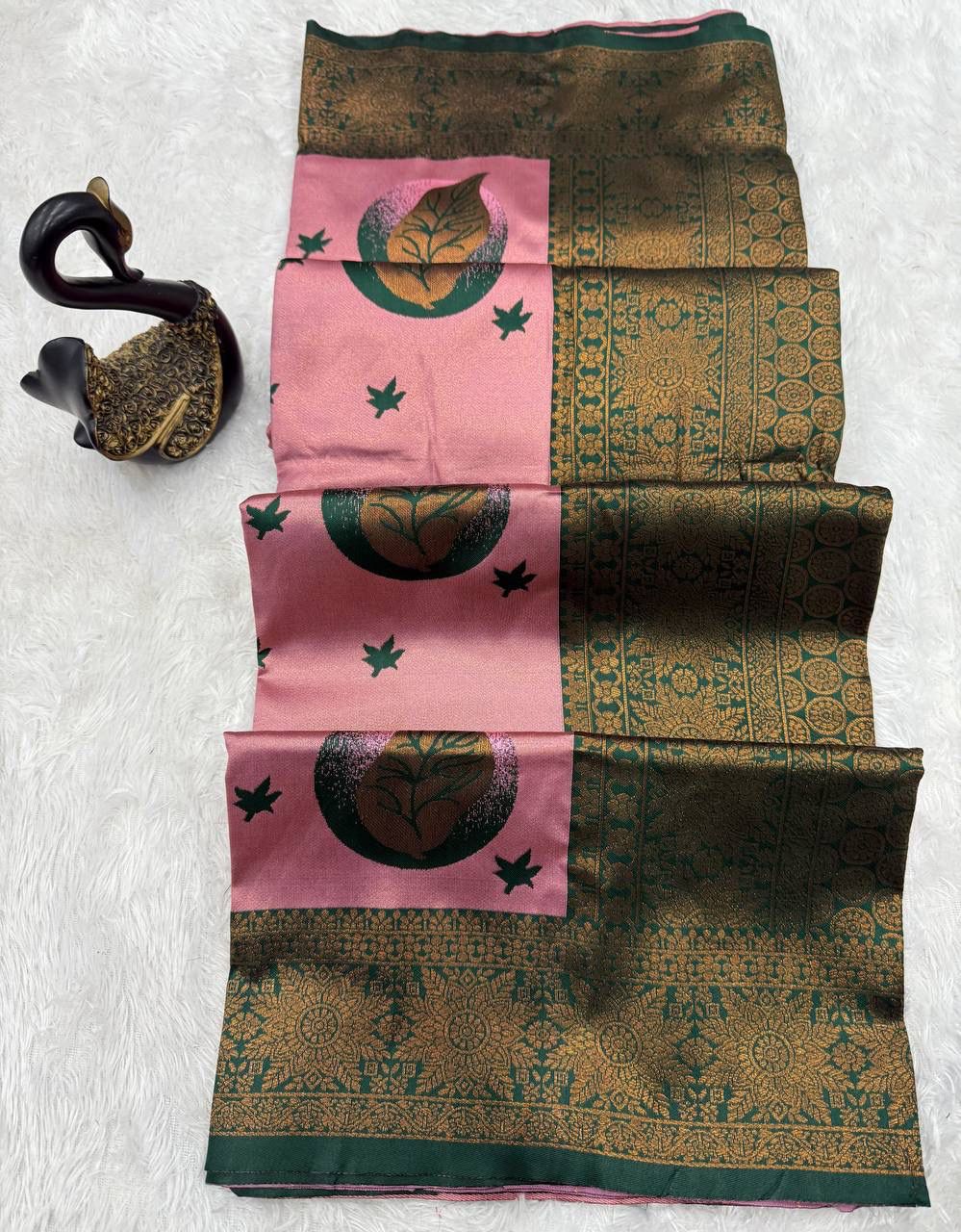 Divine Baby Pink Soft Silk Saree With Excellent Blouse Piece