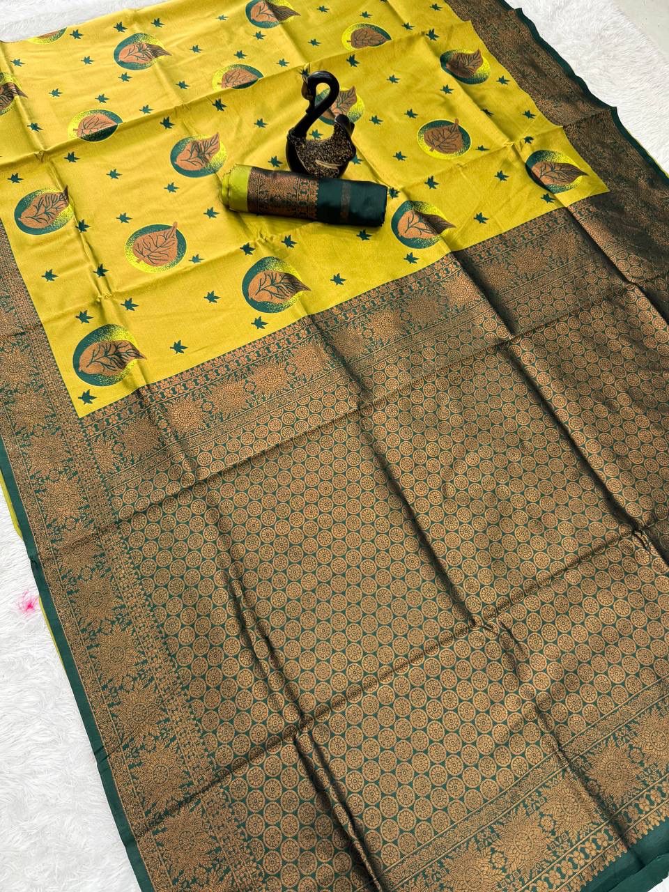 Whimsical Yellow Soft Silk Saree With Glowing Blouse Piece