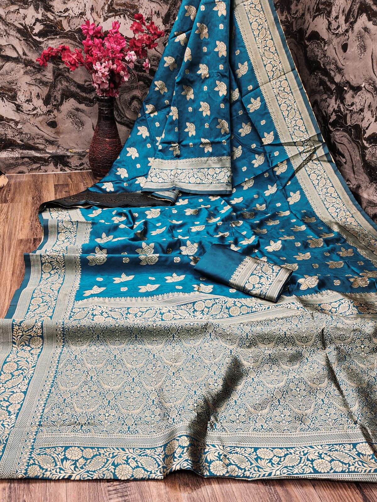 Dulcet Blue Soft Silk Saree With Eye-catching Blouse Piece