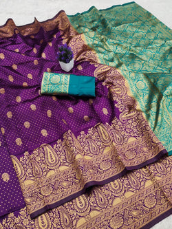 Captivating Purple Soft Silk Saree With Vivacious Blouse Piece