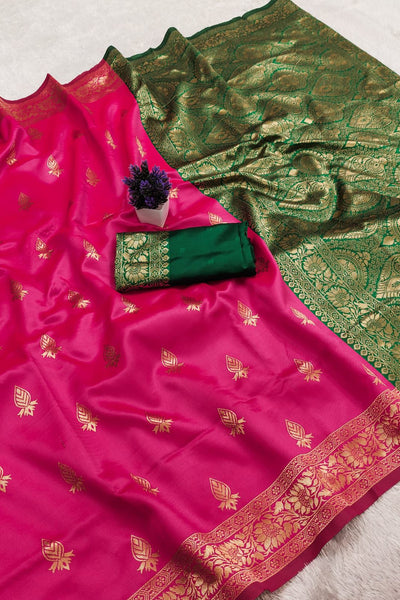 Adorable Dark Pink Soft Silk Saree With Mellifluous Blouse Piece