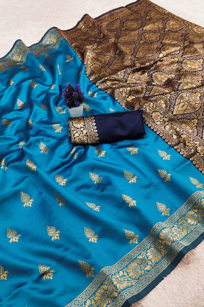 Stylish Firozi Soft Silk Saree With Fugacious Blouse Piece