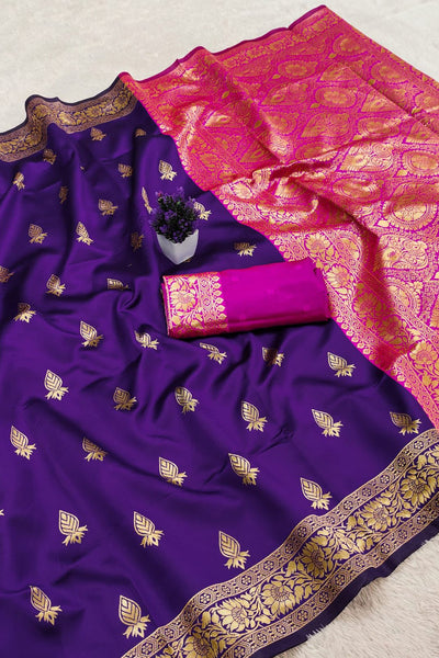 Girlish Purple Soft Silk Saree With Eclat Blouse Piece