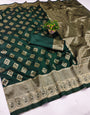Ratatouille Dark Green Soft Silk Saree With Lassitude Blouse Piece