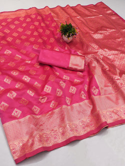 Beauteous Dark Pink Soft Silk Saree With Redolent Blouse Piece