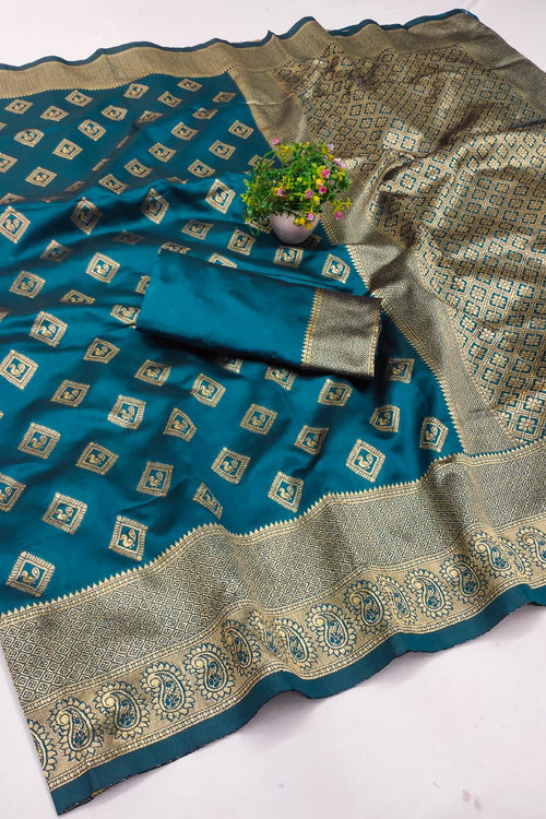 Load image into Gallery viewer, Prettiest Firozi Soft Silk Saree With Enticing Blouse Piece

