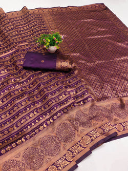Amazing Purple Soft Silk Saree With Divine Blouse Piece