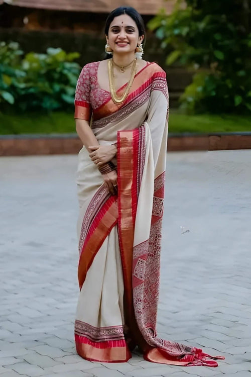 Load image into Gallery viewer, Pretty Beige Digital Printed Dola Silk Saree With Alluring Blouse Piece
