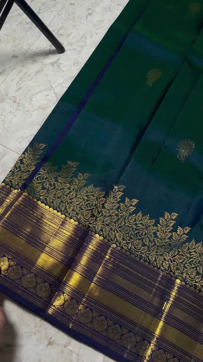 Quixotic Rama Soft Banarasi Silk Saree With Jazzy Blouse Piece