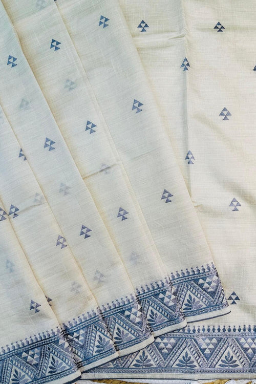 Load image into Gallery viewer, Cynosure Off White Embroidery Work Tussar Silk Saree With Smart Blouse Piece
