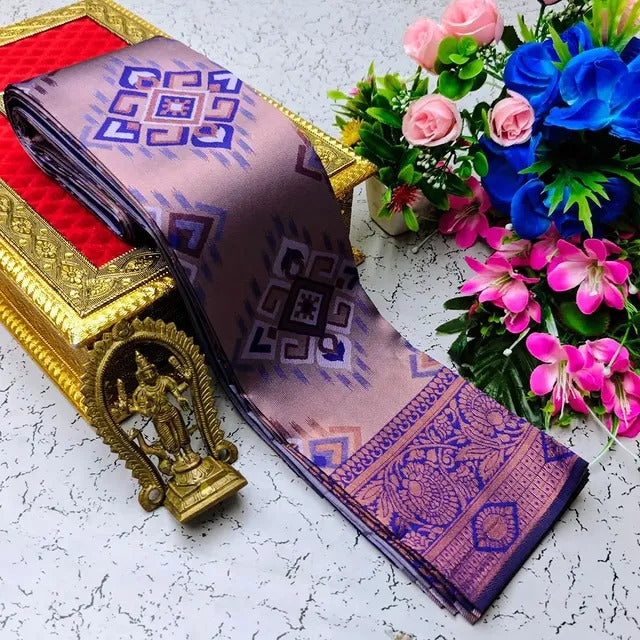 Flamboyant Lavender Soft Banarasi Silk Saree With Vivacious Blouse Piece