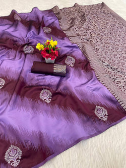 Glowing Lavender Soft Silk Saree With Ineffable Blouse Piece