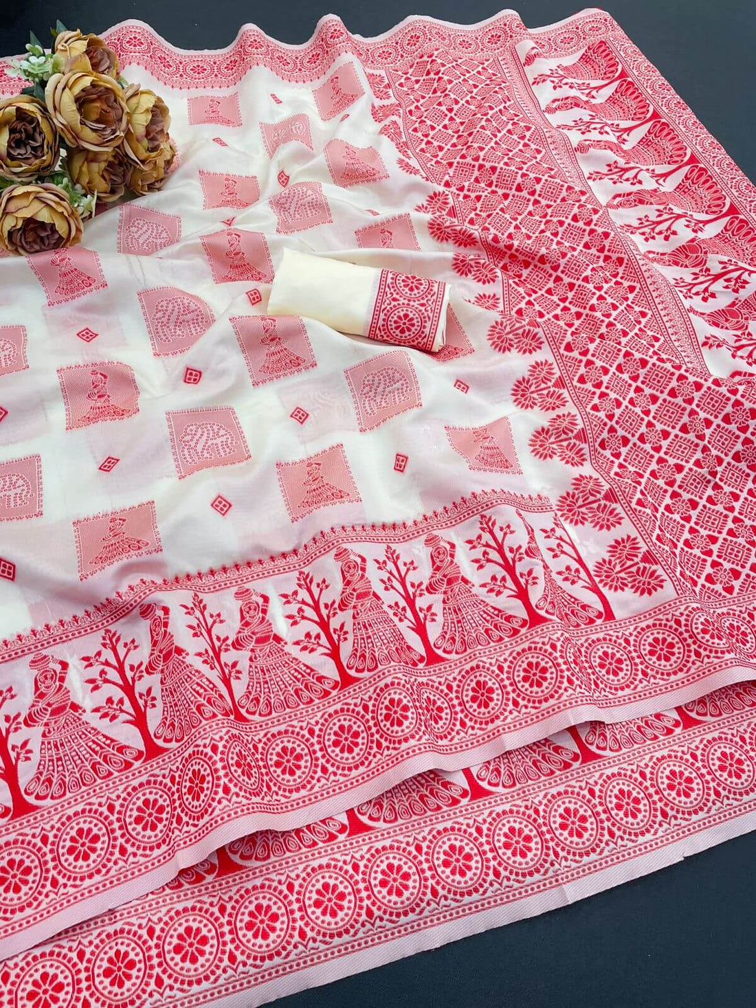 Petrichor Off White Cotton Silk Saree With Radiant Blouse Piece