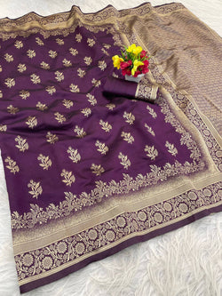Magnetic Purple Soft Silk Saree With Prominent Blouse Piece