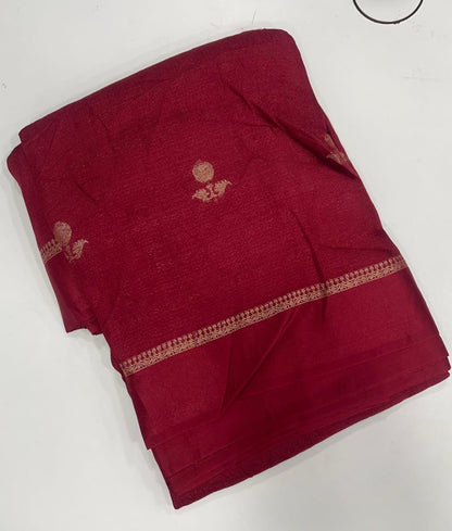 Unequalled Dark Pink Banarasi Khadi Silk Saree With Excellent Blouse Piece