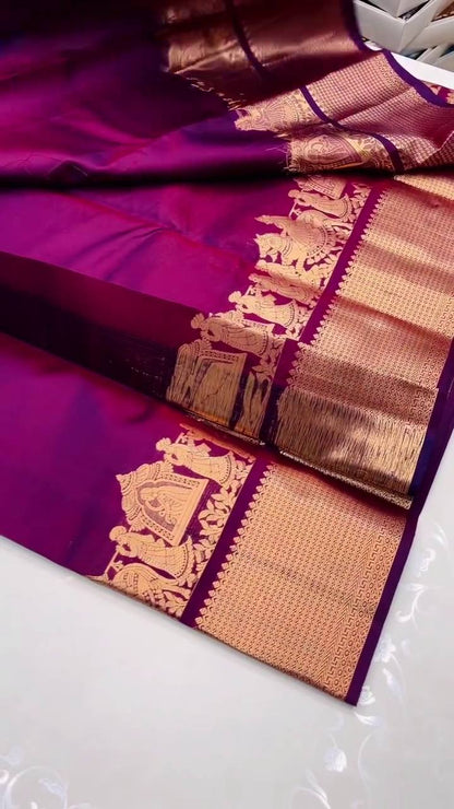Lassitude Purple Soft Silk Saree With Incomparable Blouse Piece