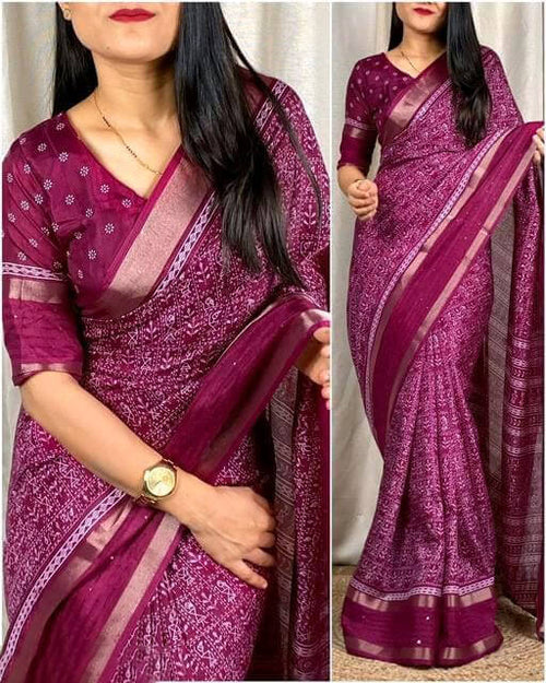 Load image into Gallery viewer, Precious Wine Digital Printed Dola Silk Saree With Amazing Blouse Piece
