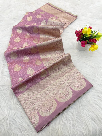 Petrichor Pink Soft Silk Saree With Quintessential Blouse Piece